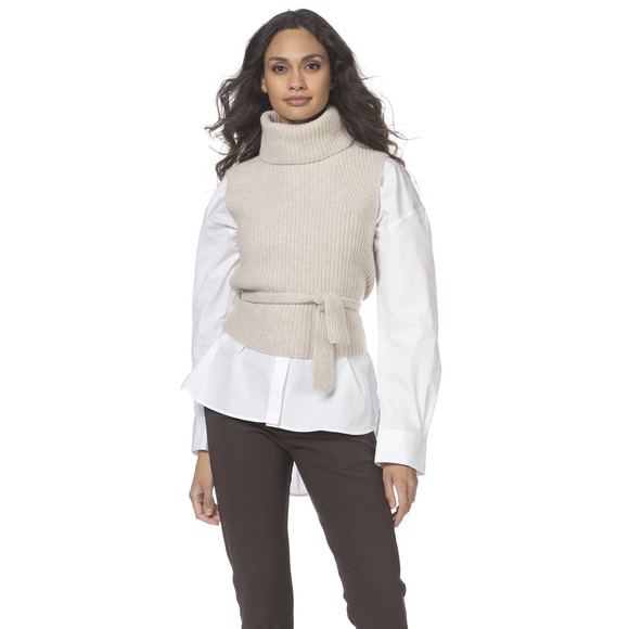 Vince Sweaters - Vince Sweater Women Medium Ivory‎ Knit Wool Cashmere Pointelle Turtleneck Tie